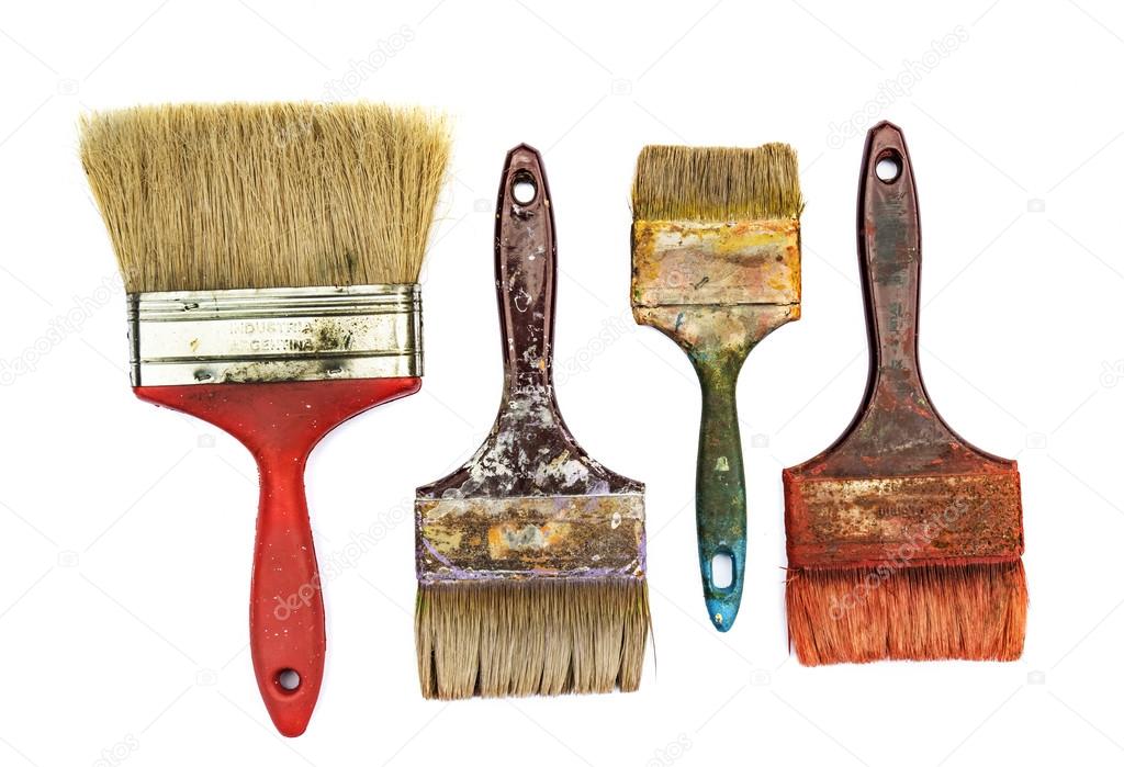 old colored brushes