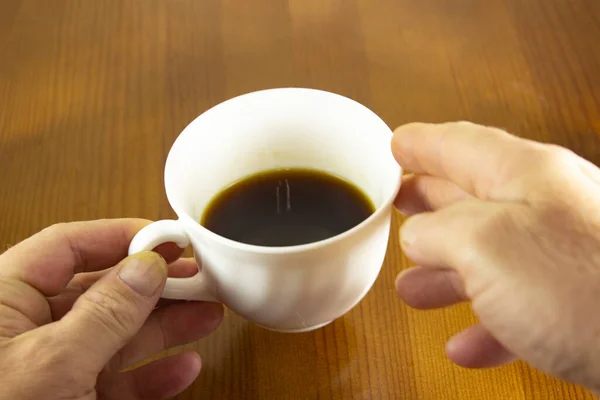 Cup Black Coffee Table Cookies Sweets Nuts — Stock Photo, Image