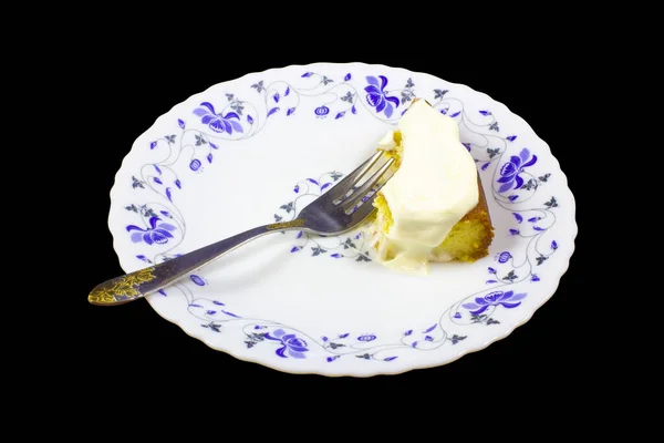 Pudding z serem wiejskim na talerzu z urządzeniami — Zdjęcie stockowe