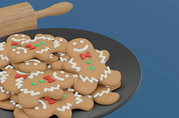 Rendering Weihnachtsplätzchen Und Lebkuchen Für Weihnachtsfeier Konzept — Stockfoto