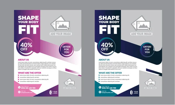 Body Fitness Gym Flyer Mall Design Helt Editable Design Mycket — Stock vektor