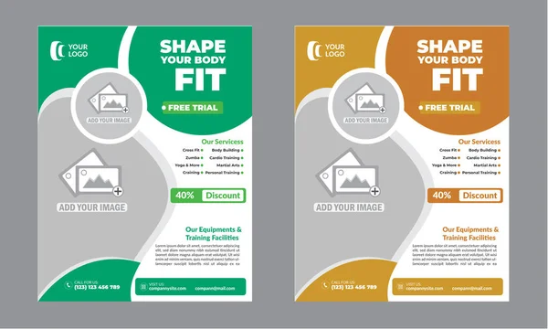 Body Fitness Gym Flyer Mall Design Helt Editable Design Mycket — Stock vektor