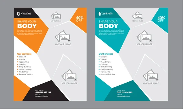 Body Fitness Gym Flyer Mall Design Helt Editable Design Mycket — Stock vektor