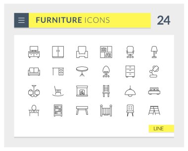 Sigorta primi mobilya çizgi vektör Icon set