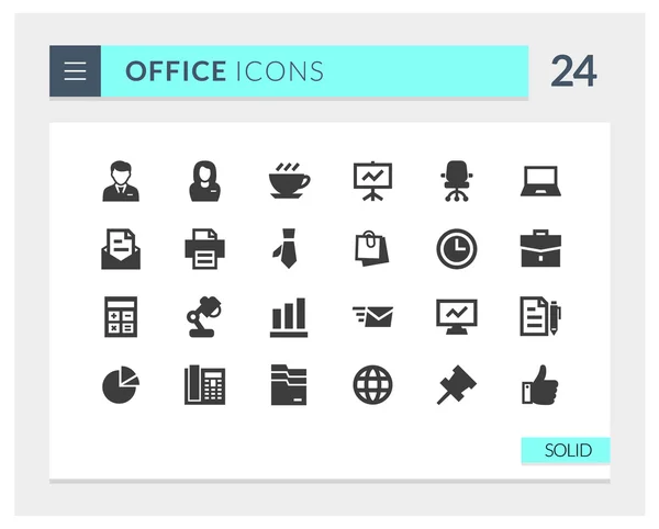 Premium Office Solide Vektor Icon Set — Stockvektor