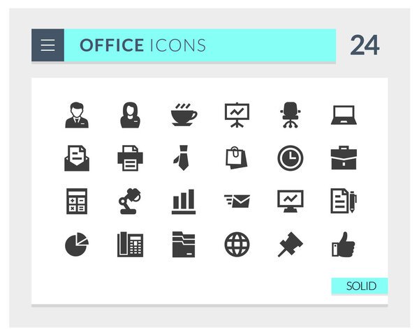 Набор значков Premium Office Solid Vector
