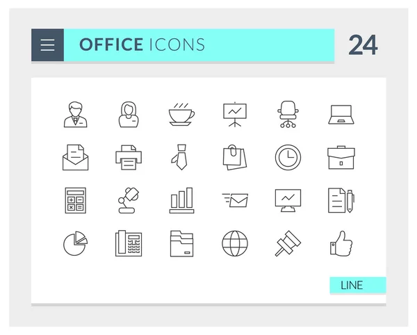 Premium Office Line Vektor Icon Set — Stockvektor