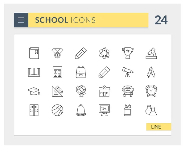 Premium School Line Vektor Icon Set — Stockvektor