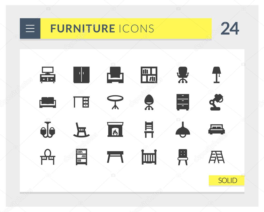 Premium Furniture Solid Vector icon set