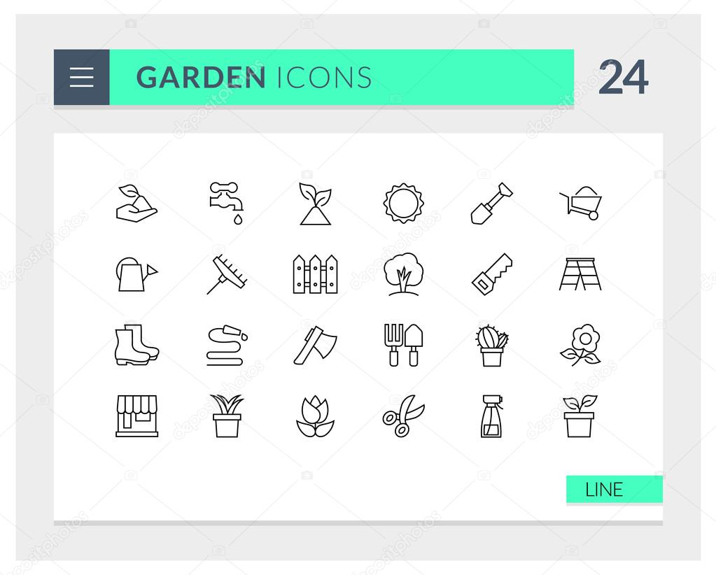 Premium Garden Line Vector icon set