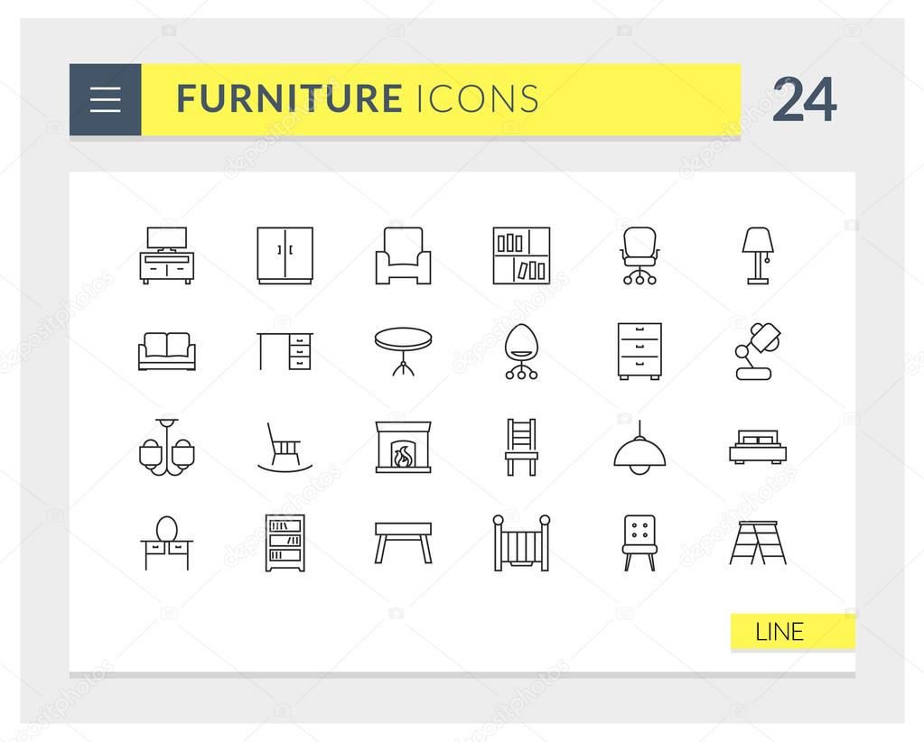 Premium Furniture Line Vector icon set