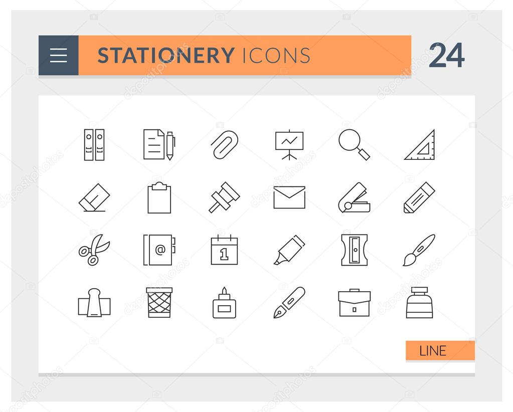 Premium Stationery Line Vector icon set