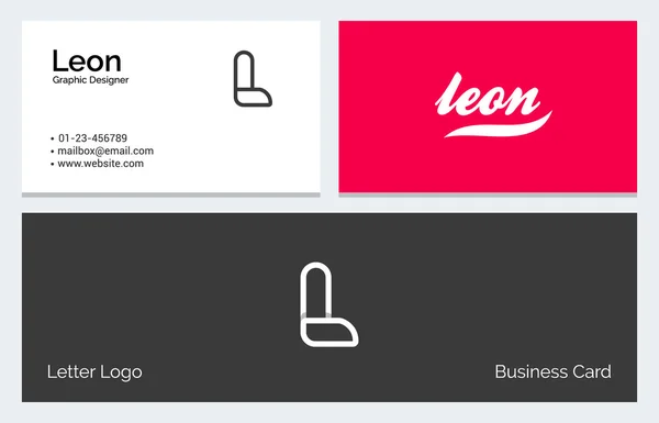 L アルファベット文字最小線形ロゴ ビジネス カード テンプレート — ストックベクタ