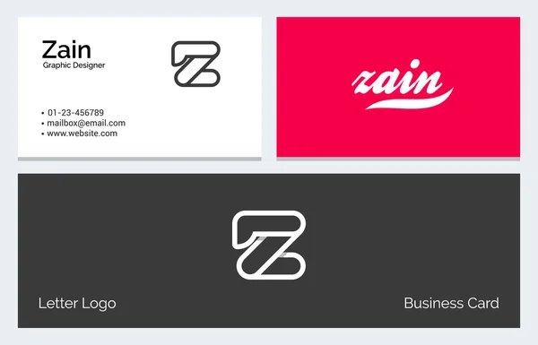 Z Alfabet Letter Șablon minim liniar Logo Business Card — Vector de stoc