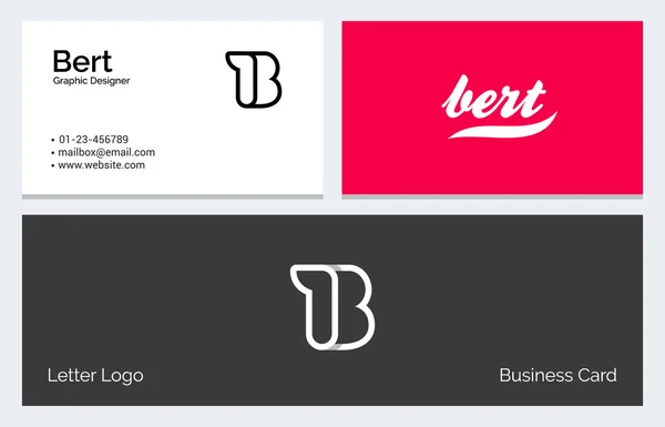 B Alphabet Letter Minimal Linear Logo Business Card template — Stock Vector