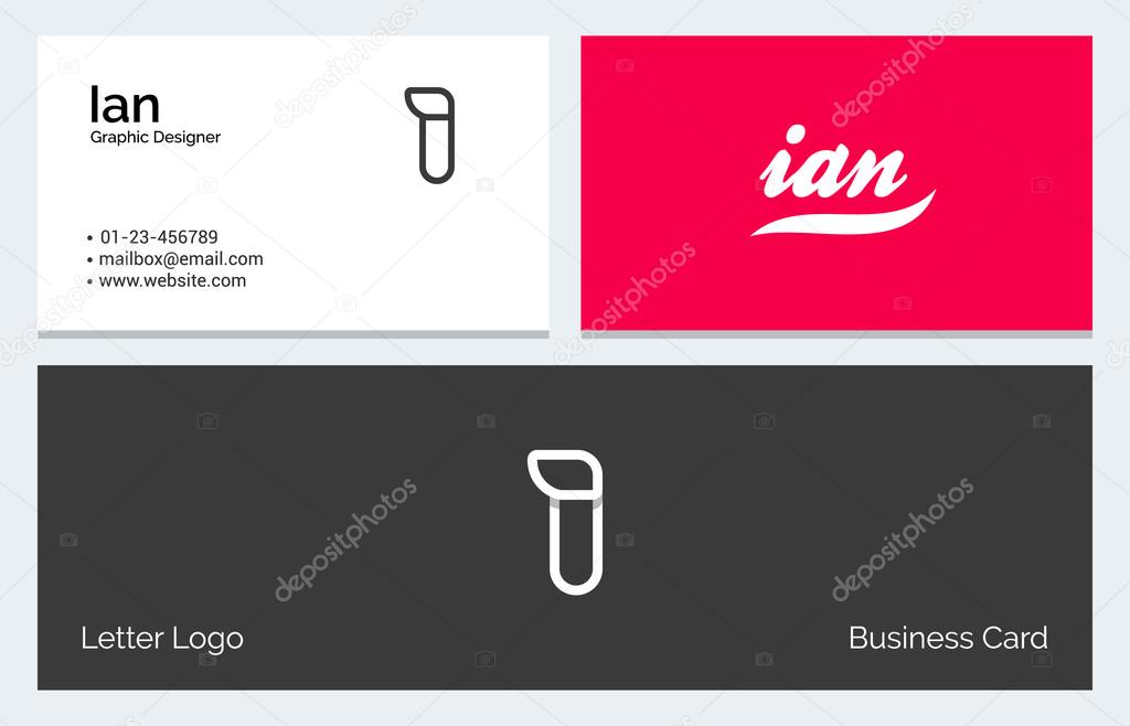 I Alphabet Letter Minimal Linear Logo Business Card template