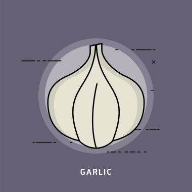 Yaratıcı düz sebze kavramı simgeler web ve mobil servis ve apps için sarımsak