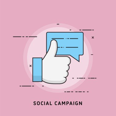 Sosyal Kampanya yaratıcı düz iş kavramı simgeler web ve mobil servis ve apps