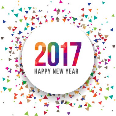 Mutlu Yıllar 2017 Vektör İllüstrasyon şablonu Arka plan tasarımı. Dağılım konfeti etkisi 