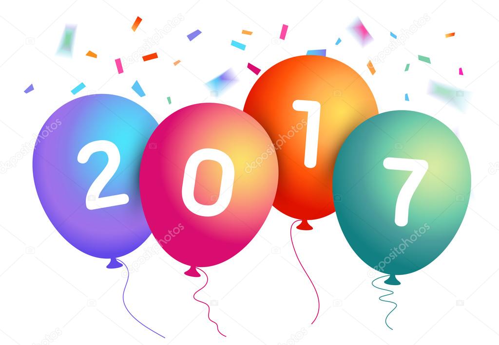 Happy New year 2017 Vector Illustration template Background design. Colorful balloon Celebration theme.