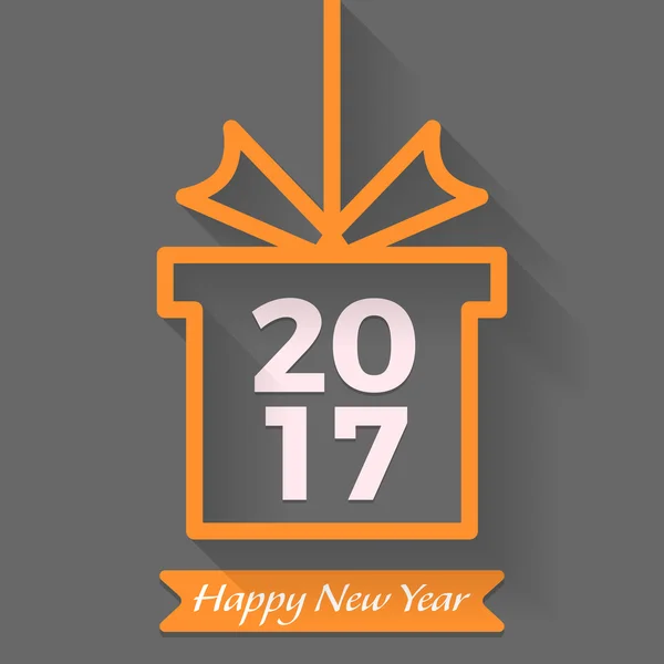 Feliz año nuevo 2017 vector de diseño gráfico de texto en caja de regalo — Vector de stock