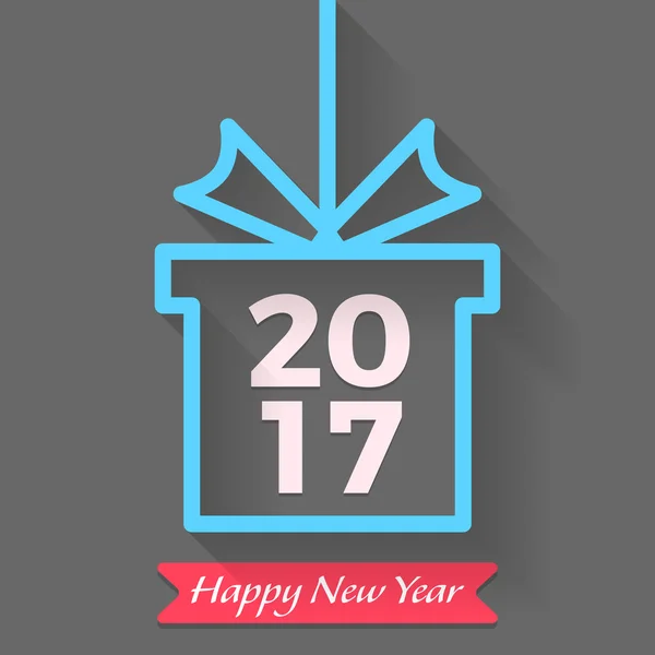 Feliz Ano Novo 2017 design gráfico de texto vetorial na caixa de presente — Vetor de Stock