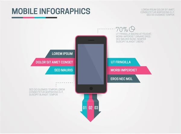 Infográfico ícones de design de telefone inteligente texto e valores conceito fundo ilustração —  Vetores de Stock