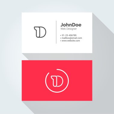 D Simple Letter Minimal alphabet linear logo. Business card template.