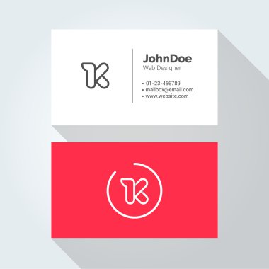 K Simple Letter Minimal alphabet linear logo. Business card template.