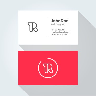 R Simple Letter Minimal alphabet linear logo. Business card template.