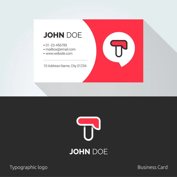 T Letter typographic alphabet linear logo. Business card template. — Stok Vektör