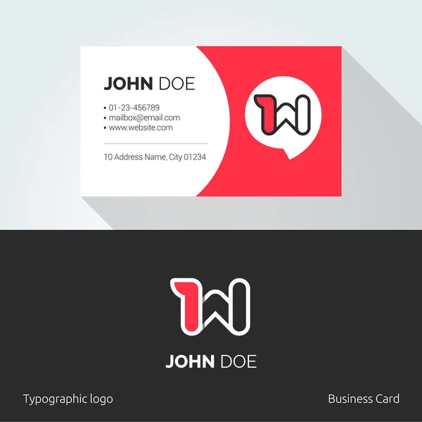 W Letter typographic alphabet linear logo. Business card template. — Stockvector