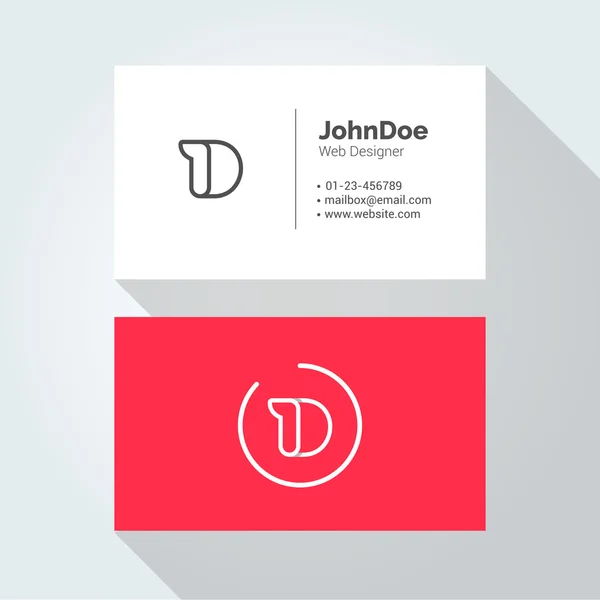 D Simple Letter Minimal alphabet linear logo. Business card template. — Stock Vector