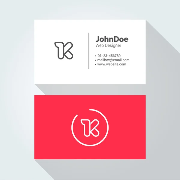 K Simple Letter Minimal alphabet linear logo. Business card template. — Stock vektor