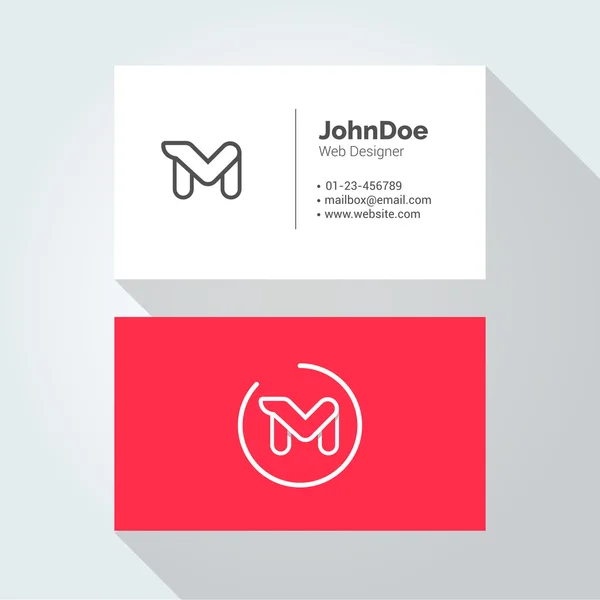 M Simple Letter Minimal alphabet linear logo. Business card template. — Stockvector