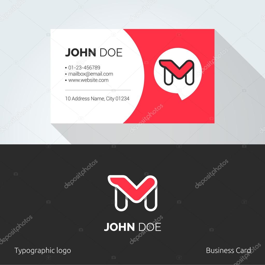 M Letter typographic alphabet linear logo. Business card template.