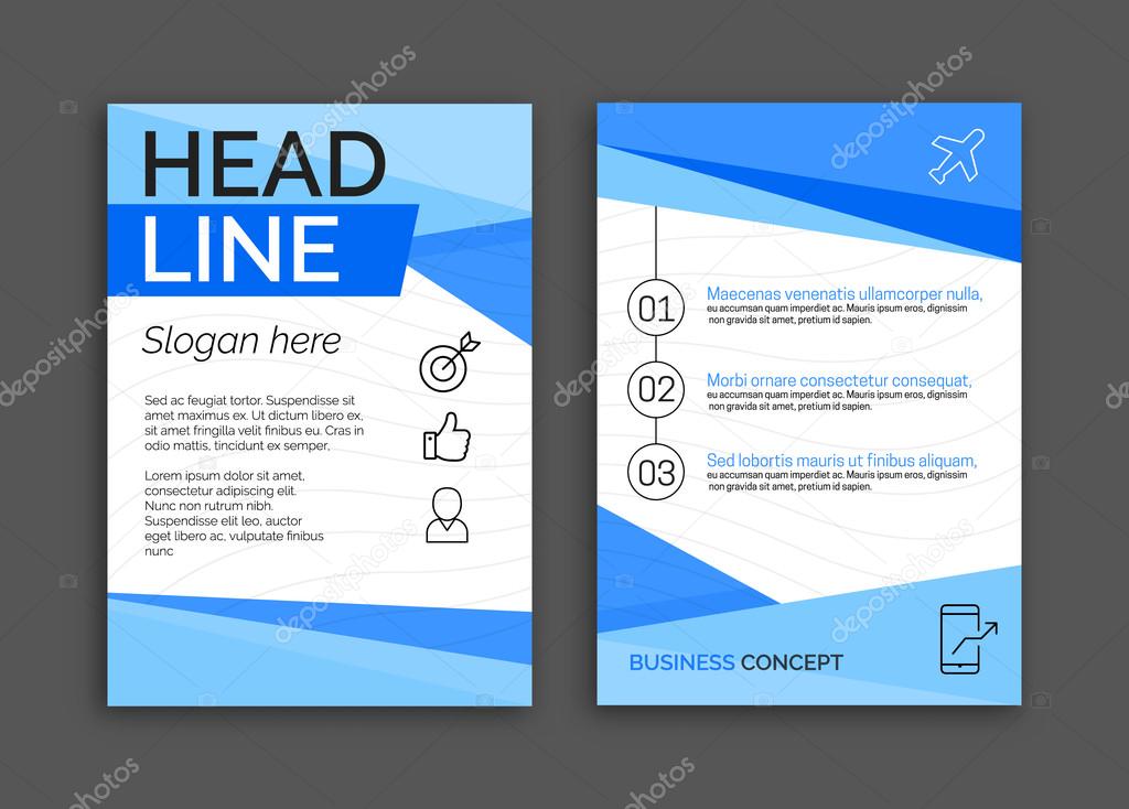Abstract Blue Color Business brochure flyer design layout template in A4 size v1
