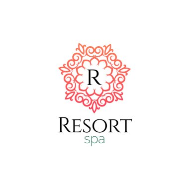 Soyut lüks Modern süsleme Resort Spa Logo Simge, beyaz arka planda izole