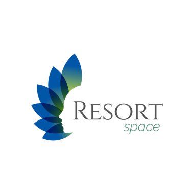 Soyut kadınlar güzellik Resort Spa yeşil mavi Logo Simge içinde beyaz arka plan v2 izole