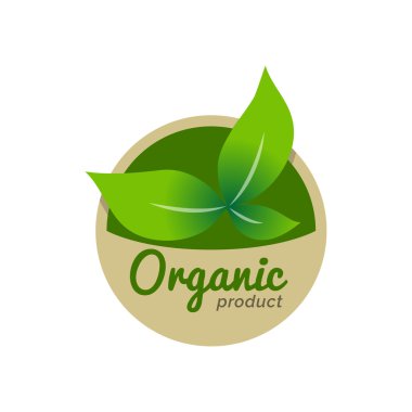 Organik doğal ekoloji logo simge etiketi, beyaz arka planda izole