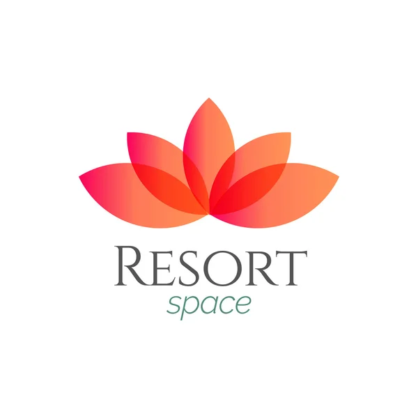 Abstract Orange Overlaping Flower Resort Spa Logo icon, Isolated in White Background — Stock Vector