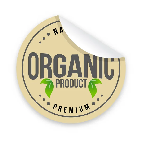 Органічна натуральна екологія Логотип продукту Бейдж Наклейка, ізольована на білому тлі — стоковий вектор