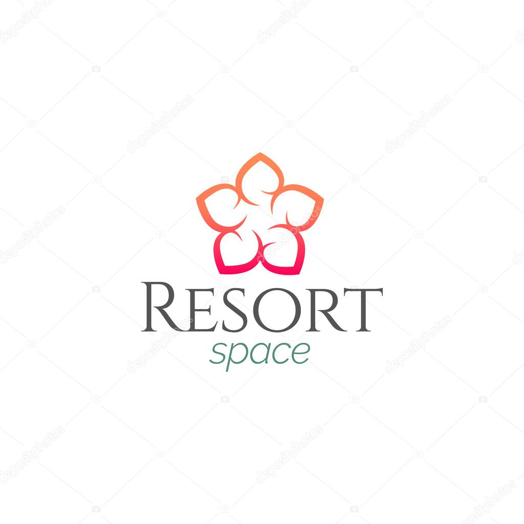 Abstract Minimal Flower Resort Spa Logo icon, Isolated in White Background