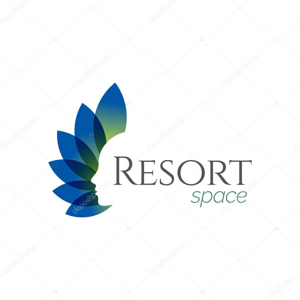 Abstract Women Beauty Resort Spa Green Blue Logo icon, Isolated in White Background v2