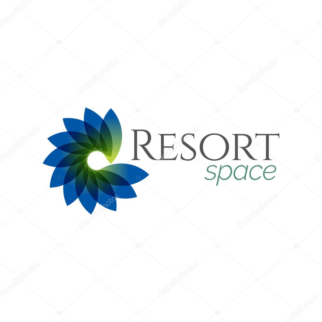 Abstract Blue Green Resort Spa Logo icon, Isolated in White Background v2