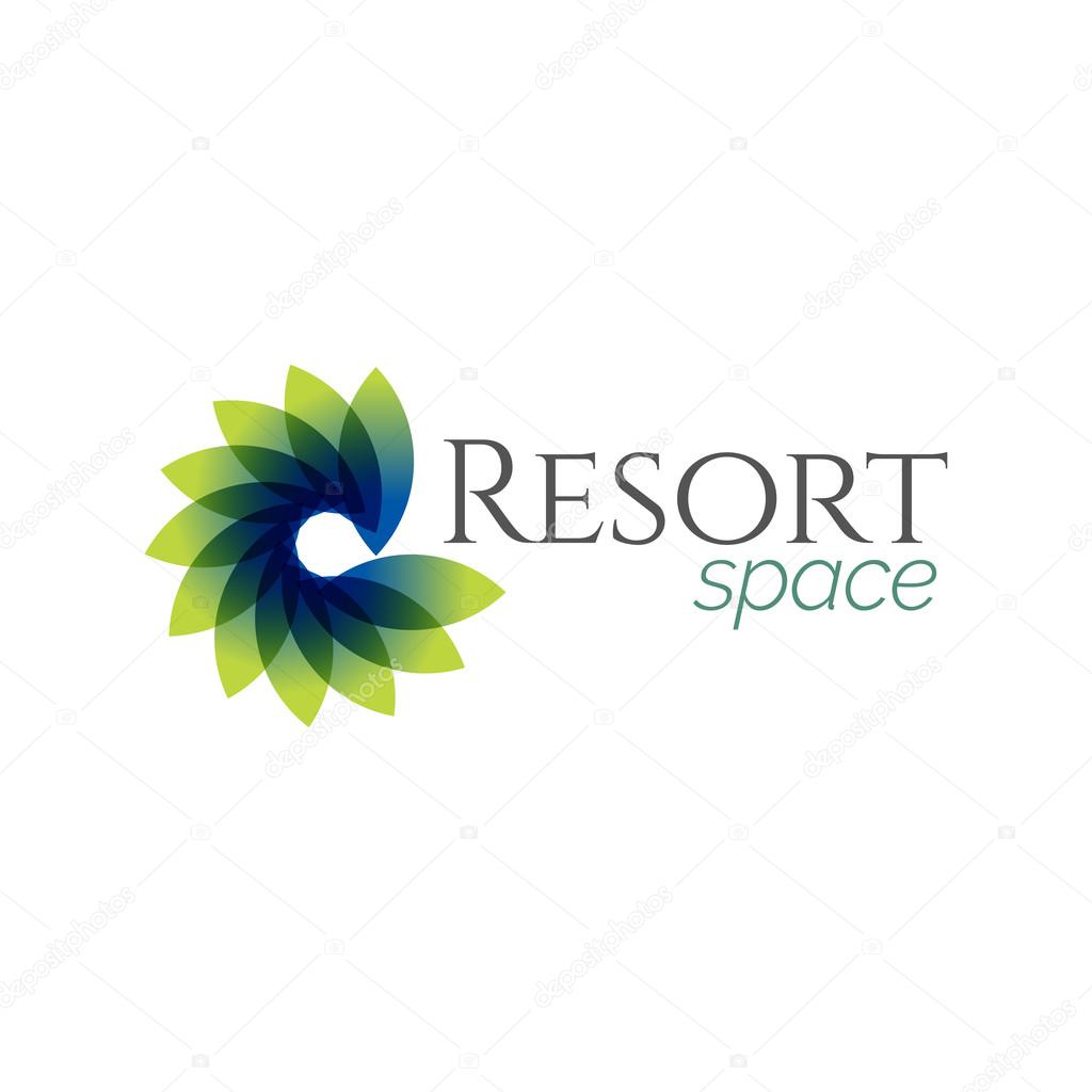 Abstract Blue Green Resort Spa Logo icon, Isolated in White Background