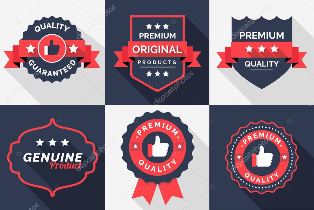 Premium-quality-badge-set-in-blue-white-red-color