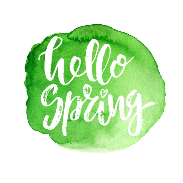 Letras manuscritas Hello spring —  Vetores de Stock