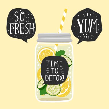 detoks su limon dilimleri, salatalık