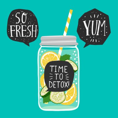 detoks su limon dilimleri, salatalık